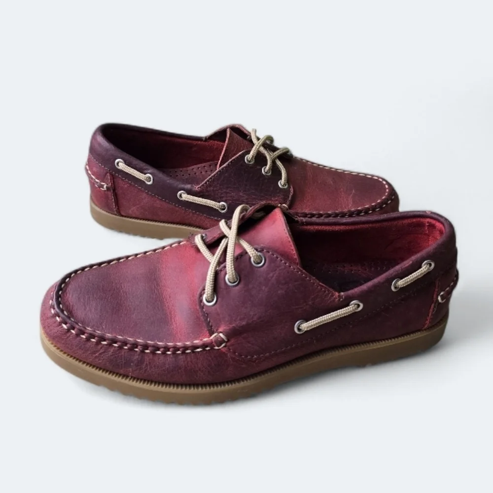Allen Edmonds Harbour Boat Loafers Rustic Chilli Red
